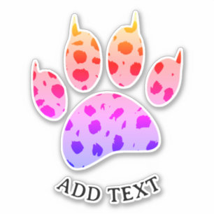 Sticker Texte personnalisé Empreinte de patte Cheetah Colo