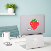 Sticker Texte personnalisé Fraise simple (Ordinateur portable sur le bureau)