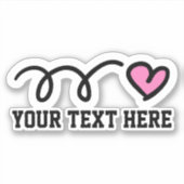 Sticker Texte personnalisé joli coeur rose vinyle (Devant)