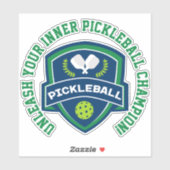 Sticker Texte personnalisé Pickleball vert et bleu (Feuille)