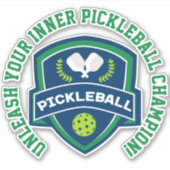 Sticker Texte personnalisé Pickleball vert et bleu (Devant)