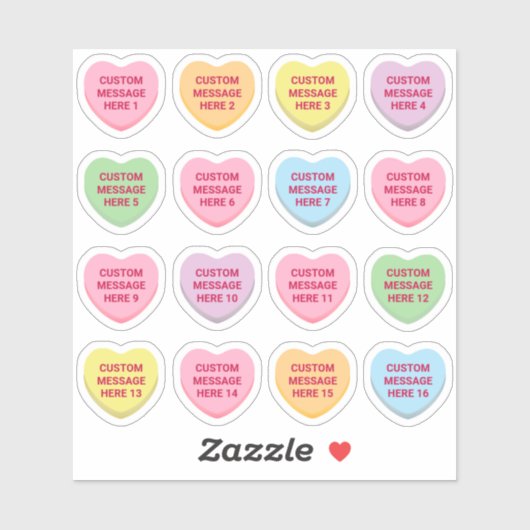 Sticker Texte personnalisé Saint Valentin 16 coeur de conv (Feuille)