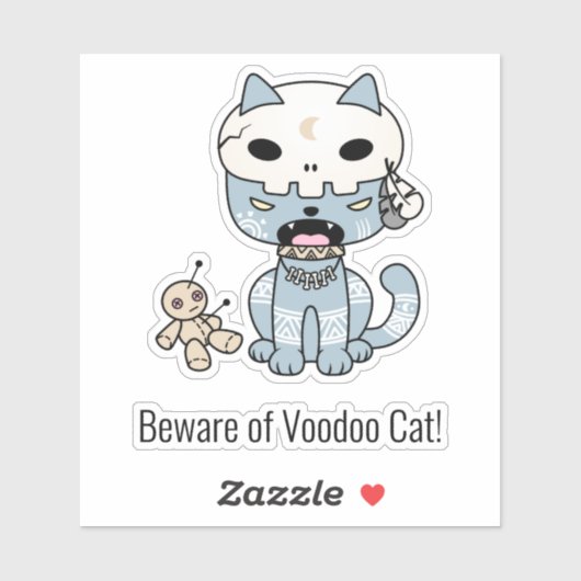 Sticker Texte personnalisé Voodoo Cat (Feuille)