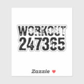 Sticker Texte usé et rayé Workout 247365 noir (Feuille)