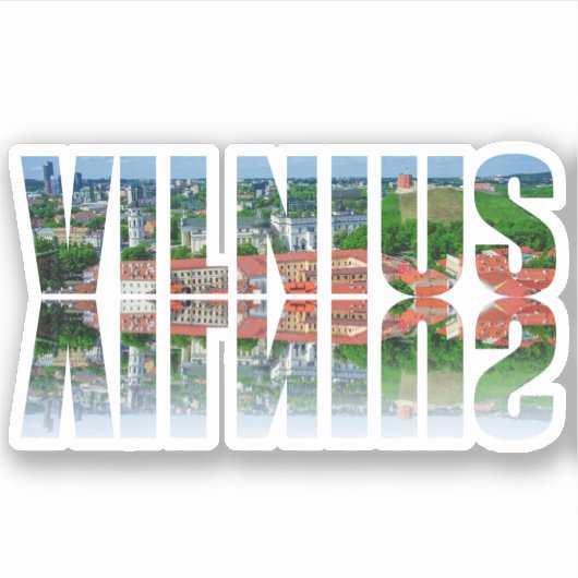 Sticker Texte Vilnius avec réflexion (Devant)