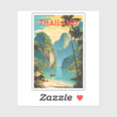 Sticker Thaïlande Poster traditionnel des voyages (Feuille)