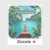 Sticker Thaïlande Tropical Island Long Tail Boat Vintage (Feuille)