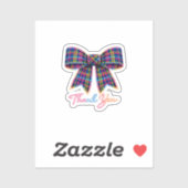 Sticker Thank you Neon Tartan Bow Scottish Bright Pattern (Feuille)
