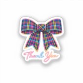 Sticker Thank you Neon Tartan Bow Scottish Bright Pattern (Recto)