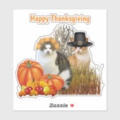 Sticker Thanksgiving Cute Pilgrim Cats Vinyl Cutout (Feuille)