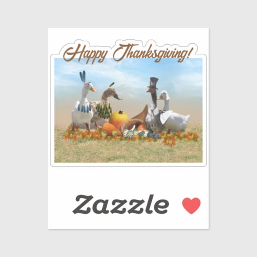 Sticker Thanksgiving Ducks - Pilgrims & Indians (Feuille)