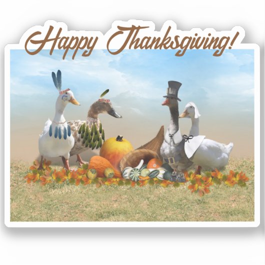 Sticker Thanksgiving Ducks - Pilgrims & Indians (Recto)