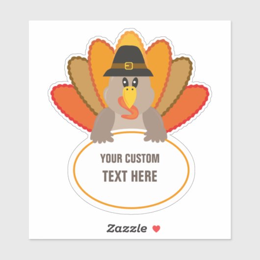Sticker Thanksgiving funny turkey custom text template (Feuille)