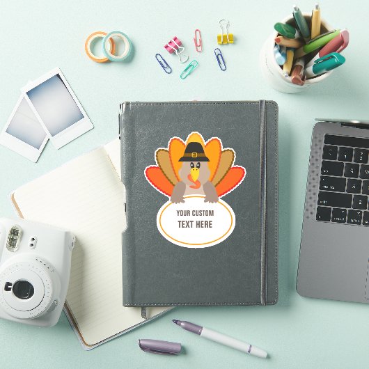 Sticker Thanksgiving funny turkey custom text template (Couverture iPad)