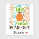 Sticker Thanksgiving Modern Word Art Typographie (Feuille)