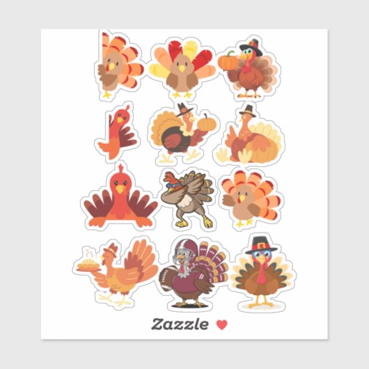 Sticker Thanksgiving Turkey Collage (Feuille)