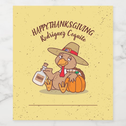 Sticker Thanksgiving Turkey Coquito (Étiquettes simples)