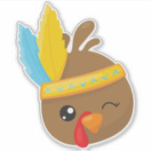 Sticker Thanksgiving Turquie, Turquie Brown, Plumes (Devant)