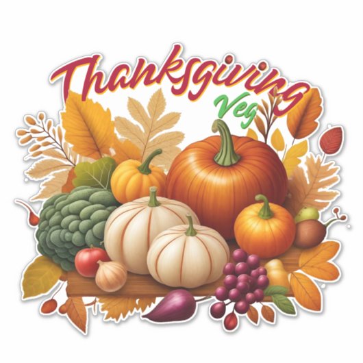 Sticker Thanksgiving Vegan (Devant)