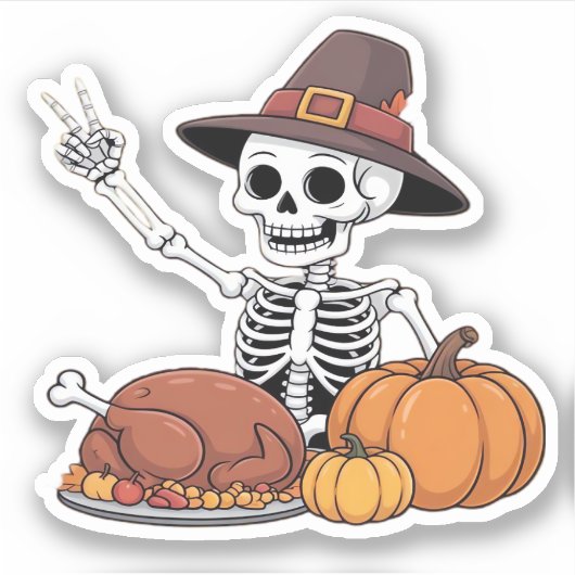 Sticker Thanksgiving X-ray Skeleton Funny Rock Hand Fall L (Devant)