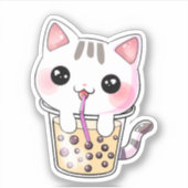 Sticker Thé à bulle de chat Kawaii (Devant)