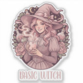 Sticker Thé aux perles rose Basic Witch Coquette Halloween (Devant)