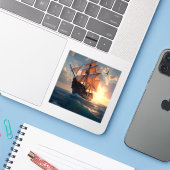 Sticker The Captain's Pride - Square Vinyl  (Ordinateur portable avec iPhone)