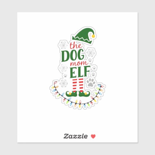 Sticker The Dog Mom Elf Xmas Funny Dogs lover Christmas Do (Feuille)