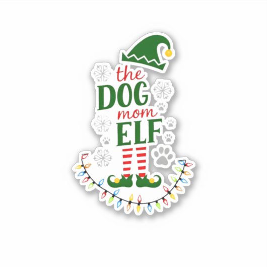 Sticker The Dog Mom Elf Xmas Funny Dogs lover Christmas Do (Devant)