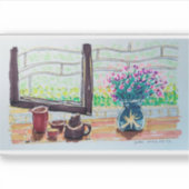 Sticker Thé et Fleurs de la Fenêtre (Devant)