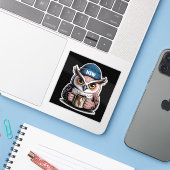 Sticker The Grumpy Owl - Daily Grind (Ordinateur portable avec iPhone)