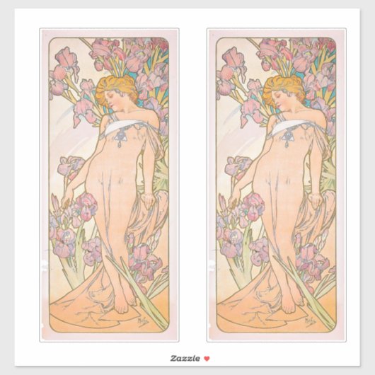 Sticker The Iris (1897) par Alphonse Mucha (Feuille)