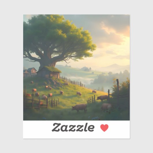 Sticker The Quiet Farm – Paysage de Ferme Carré Vinyle (Feuille)