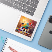 Sticker The Tools Of Imagination - Square Vinyl (Ordinateur portable avec iPhone)