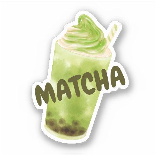 Sticker Thé vert de Matcha boba (Devant)