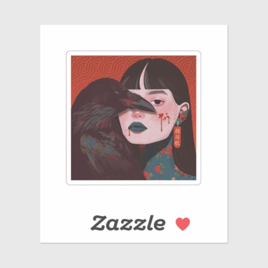 Sticker The woman and the crow (Feuille)