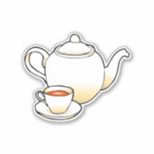 Sticker Théière avec tasse à thé (Devant)