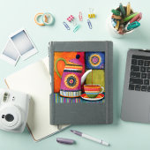 Sticker Théière colorée d'art populaire (Couverture iPad)