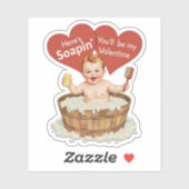 Sticker Thème bébé savon vintage rétro Saint Valentin (Feuille)