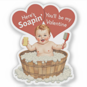 Sticker Thème bébé savon vintage rétro Saint Valentin