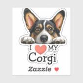 Sticker Thème Coeur de Corgi Noir (Feuille)