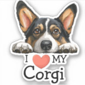 Sticker Thème Coeur de Corgi Noir (Devant)