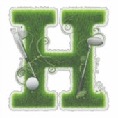 Sticker Thème de lettre d'herbe de golf avec balles et clu (Devant)