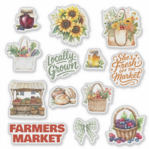 Sticker Thème de marché de producteurs pour une douche de