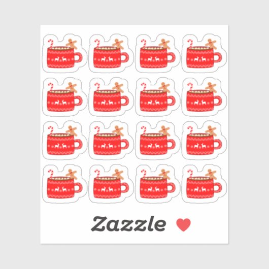 Sticker Thème de Noël Chocolat Chaud Chocolat Chaud Décora (Feuille)