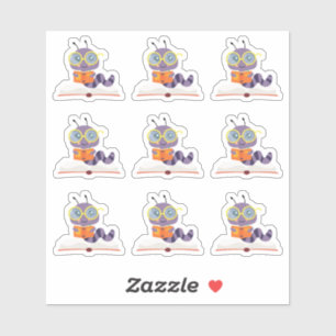 Sticker Thème de ver de livre pourpre