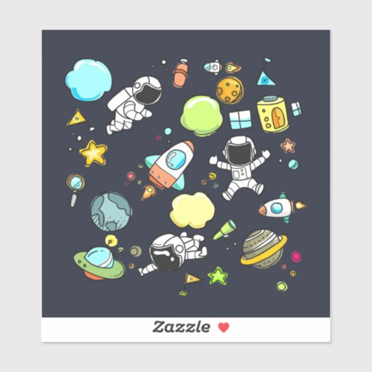 Sticker Thème spatial cool - Astronauts & Rocket Ships (Feuille)