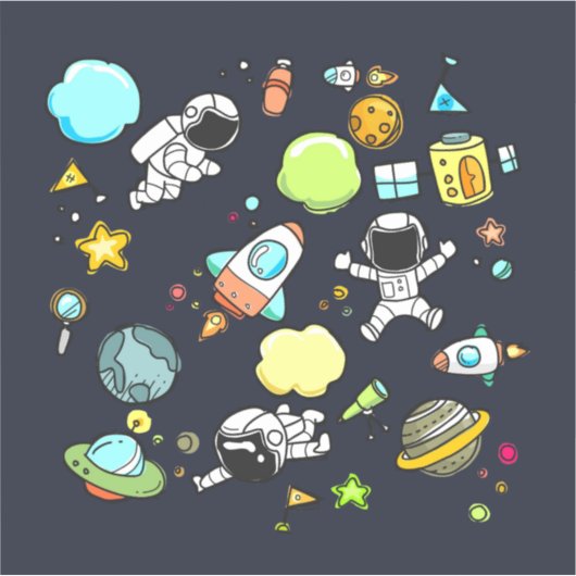 Sticker Thème spatial cool - Astronauts & Rocket Ships (Devant)