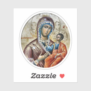 Sticker Theotokos et l'icône orthodoxe du Christ Enfant