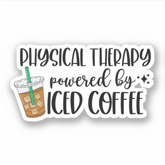 Sticker Thérapie physique alimentée par du café glacé (Devant)
